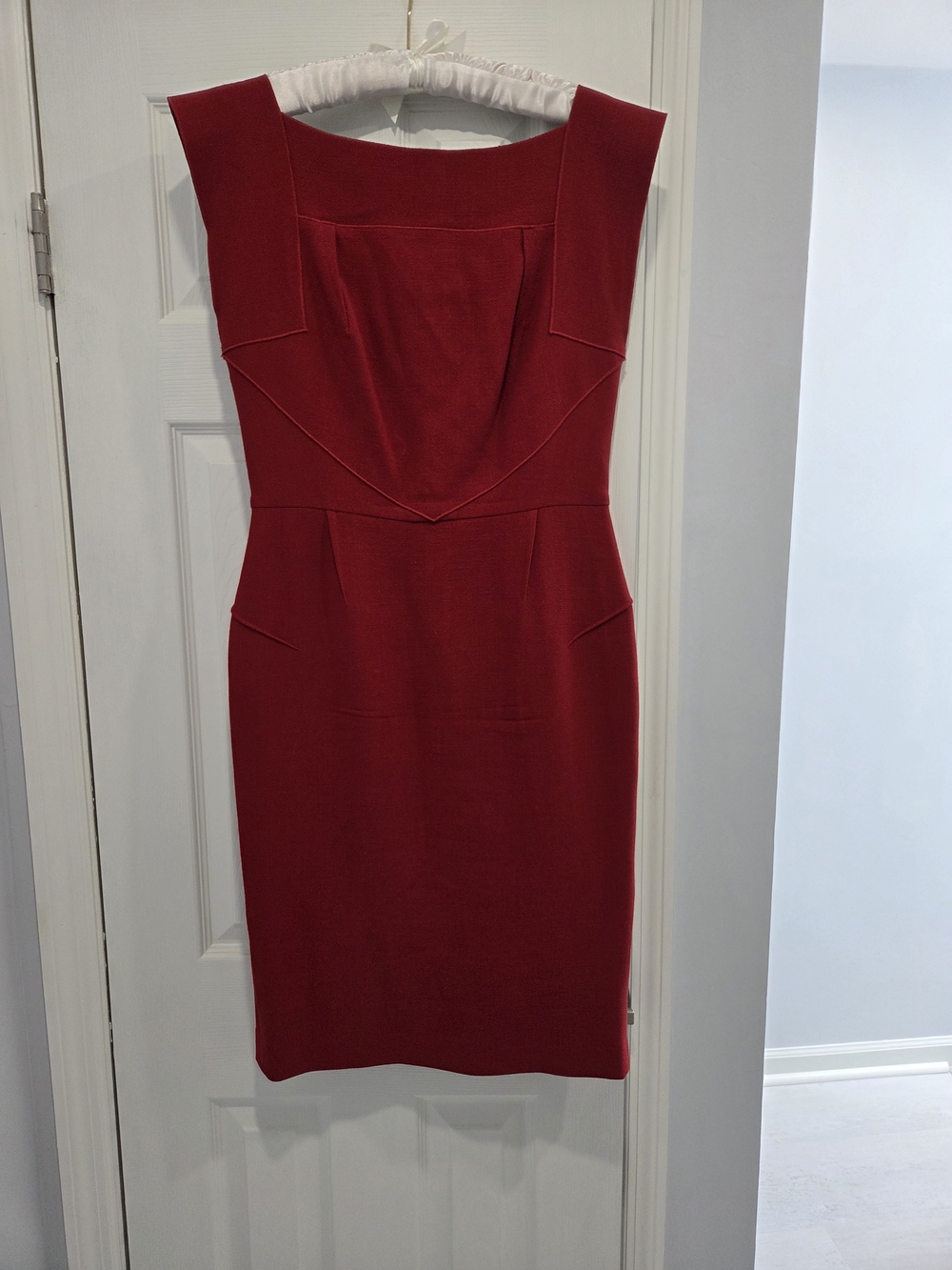 Roland Mouret Red Structured Midi Sheath Dress Sz UK14 US10